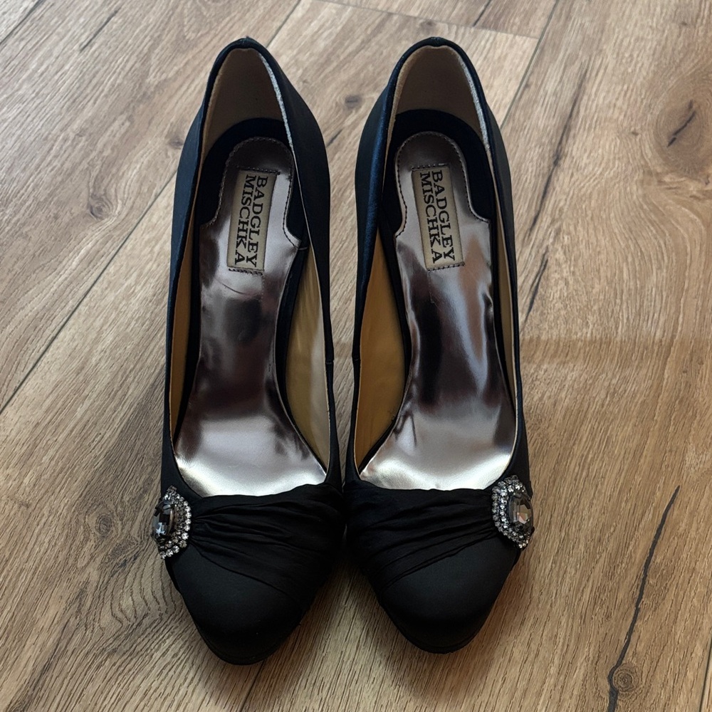 Badgley Mischka Black Heels with Embellishment